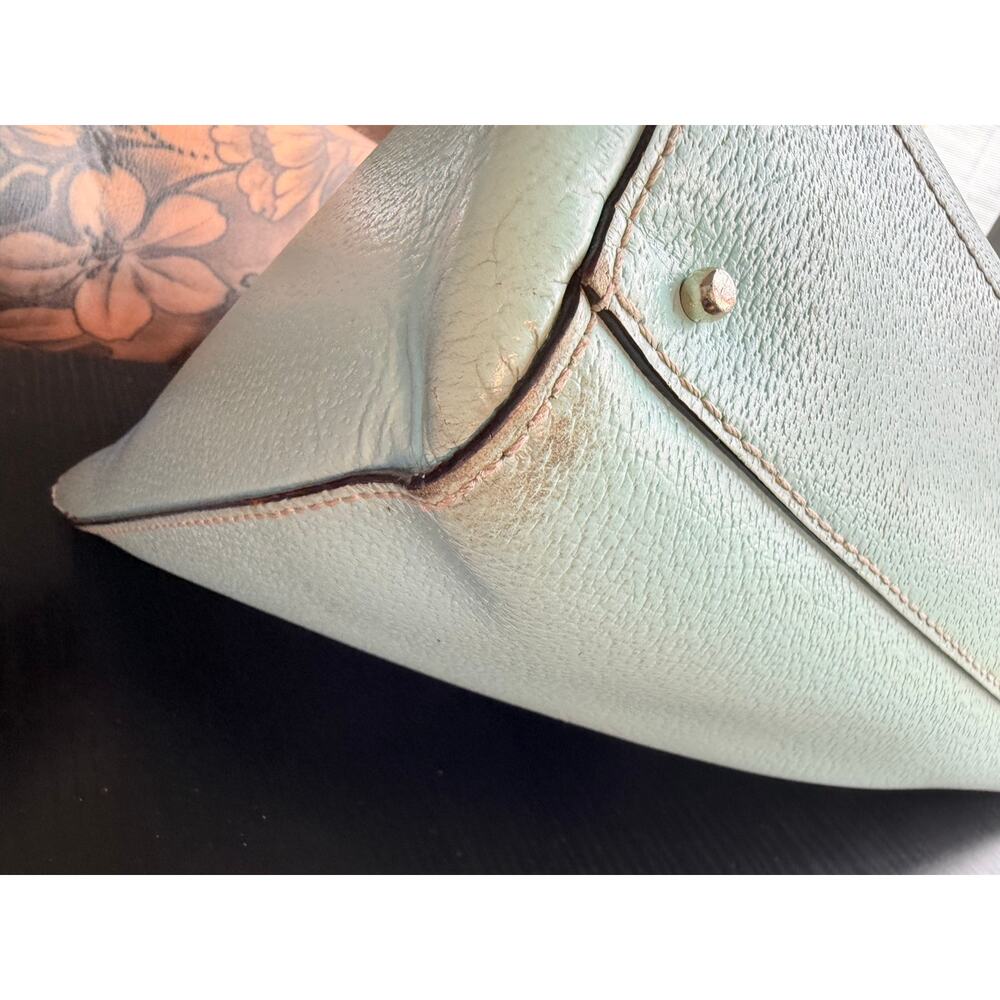 Kate Spade New York Tiffany Blue Mint Green Pebbled Leather Satchel Tote Bag - Picture 15 of 16